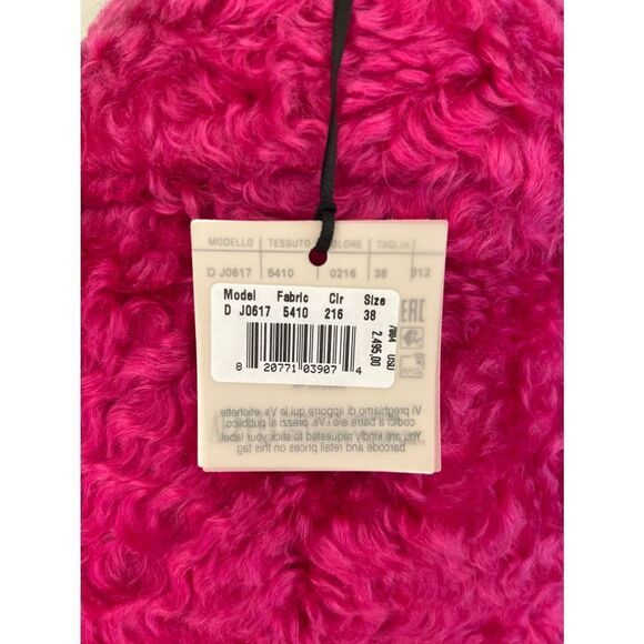MOSCHINO COUTURE Long Faux Teddy Fur Jacket, Italian, FUCHSIA, Size 4, NWT - Picture 8 of 13